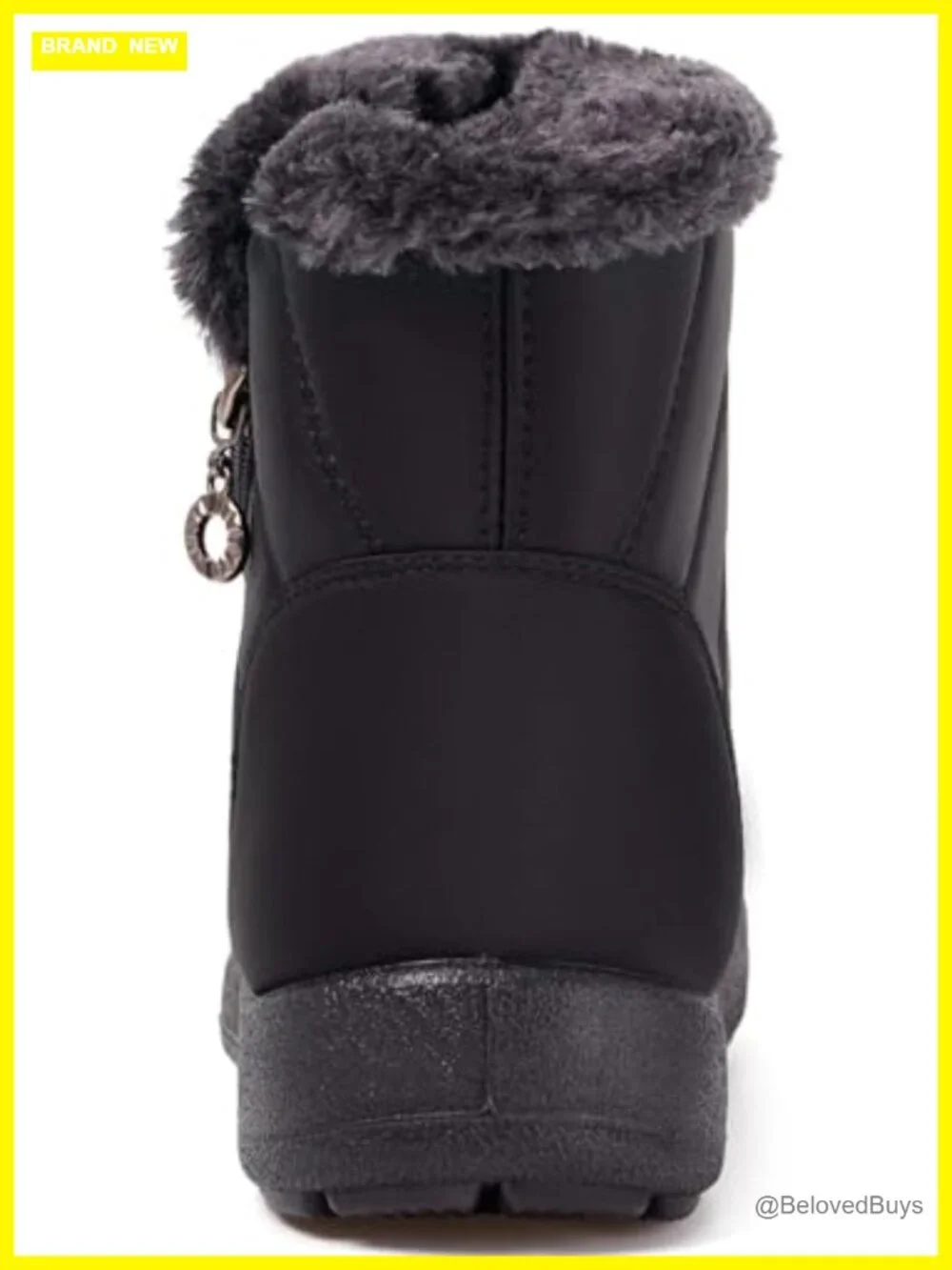 Women's Water Resistant Snow Boots with Faux Fur Lining - Zip Ankle Boots